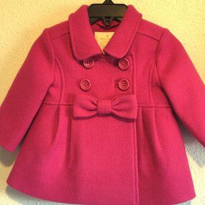 NWT Kate Spade Baby Fuscia Pea Coat 6 mos